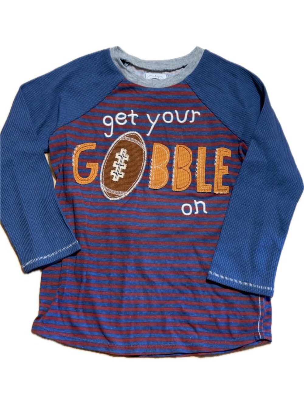Mud Pie Shirt 4T 5T NWOT Thanksgiving turkey Gobble football embroidery preppy